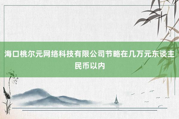 海口桃尔元网络科技有限公司节略在几万元东谈主民币以内